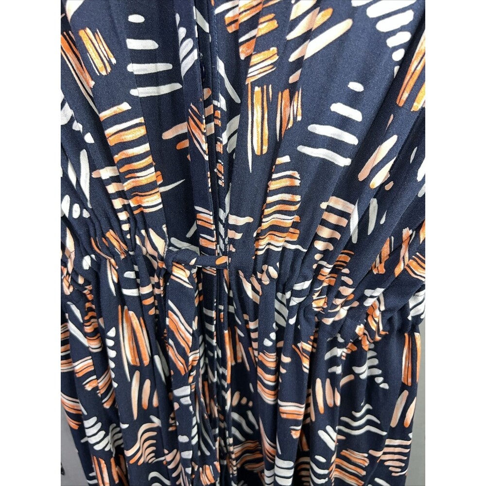 Long Tall Sally NWT Dress Womens 12 Blue Coral Long Sleeve Cinched Waist Modi - Picture 5 of 10